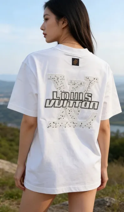 Louis Vuitton/Louis Vuitton cross-stitch woven embroidery short sleeves